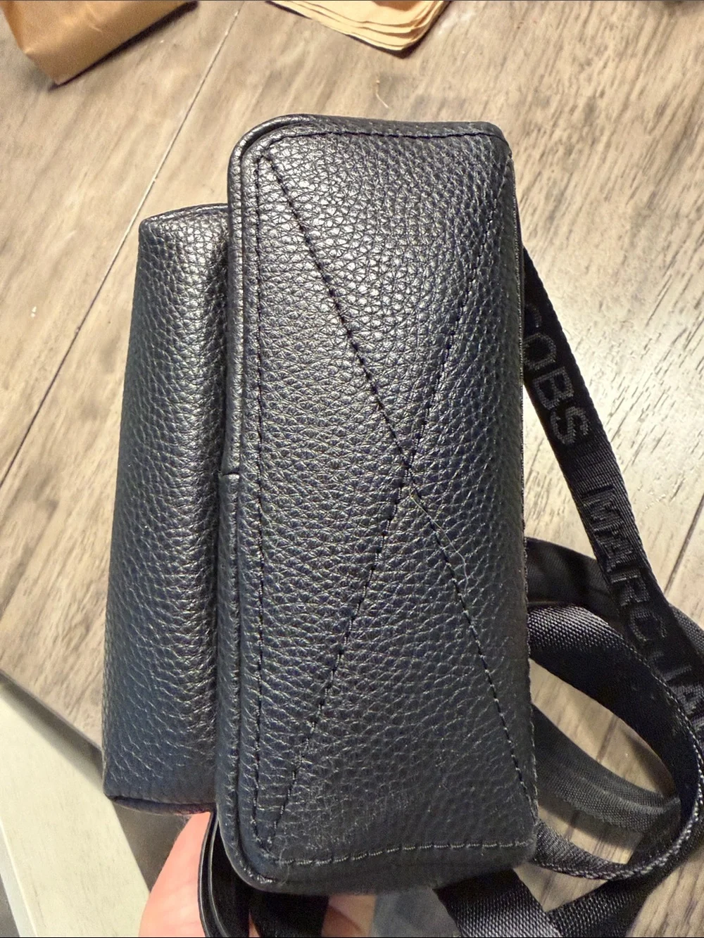 Marc Jacobs Black Pebbled Leather Mini Backpack with Gold Hardware